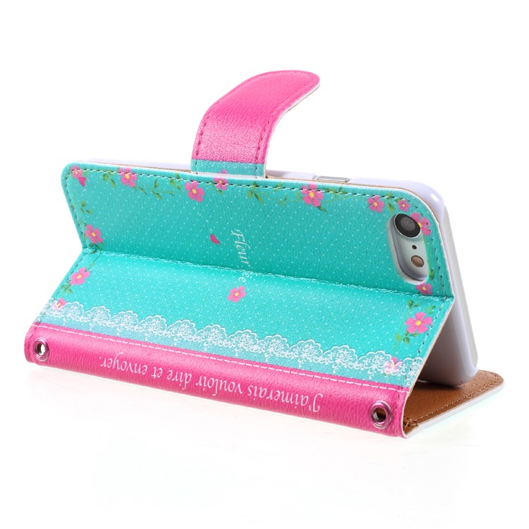 JIANG Cartoon Pattern Printing Wallet Leather Phone Cover for iPhone 7 4.7 inch - Butterfly Fairy and Blue Background-5