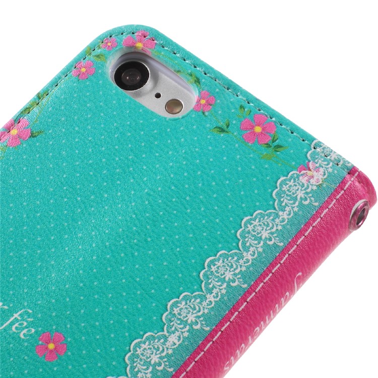 JIANG Cartoon Pattern Printing Wallet Leather Phone Cover for iPhone 7 4.7 inch - Butterfly Fairy and Blue Background-8