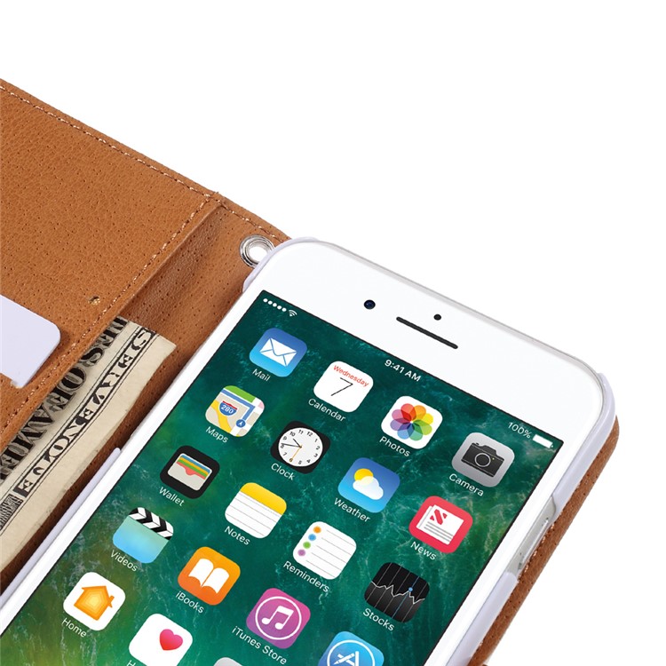 JIANG Cartoon Pattern Printing Wallet Leather Phone Cover for iPhone 7 4.7 inch - Butterfly Fairy and Blue Background-9