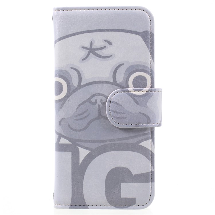 JIANG Cartoon Pattern Printing Wallet Leather Phone Cover for iPhone 7 4.7 inch - Grey Dog-3