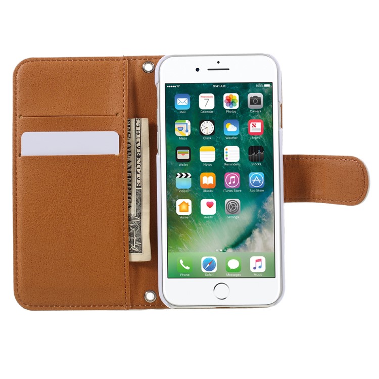 JIANG Cartoon Pattern Printing Wallet Leather Phone Cover for iPhone 7 4.7 inch - Grey Dog-6