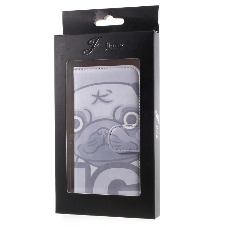 JIANG Cartoon Pattern Printing Wallet Leather Phone Cover for iPhone 7 4.7 inch - Grey Dog-9