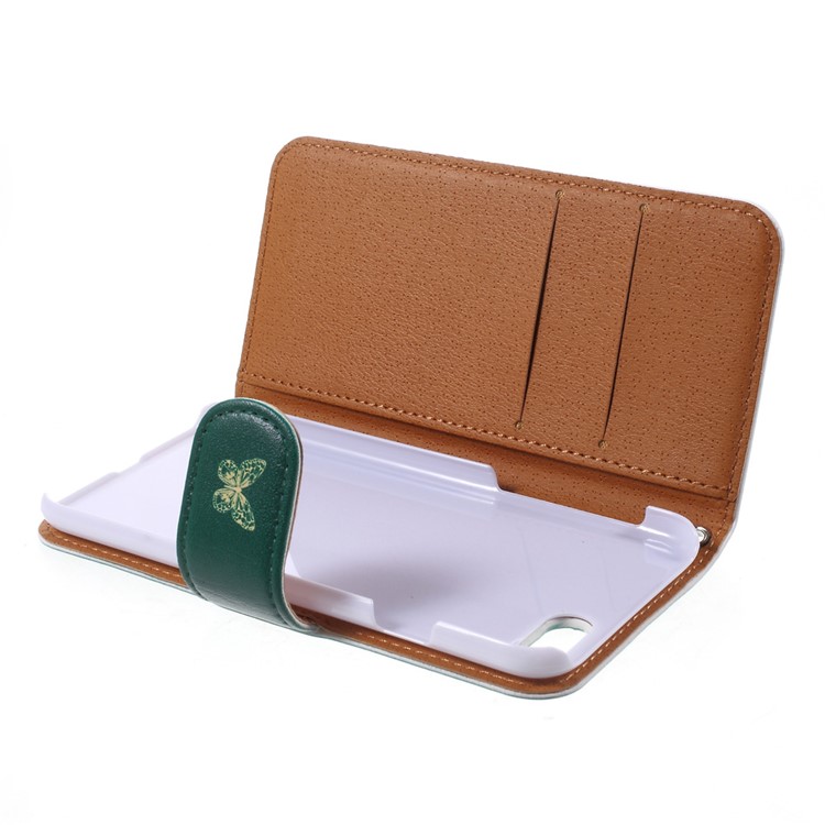 JIANG Cartoon Fairy Tale Pattern Wallet Leather Mobile Phone Cover for iPhone 7 4.7 inch - Green / Fairy-11