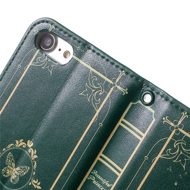 JIANG Cartoon Fairy Tale Pattern Wallet Leather Mobile Phone Cover for iPhone 7 4.7 inch - Green / Fairy-8