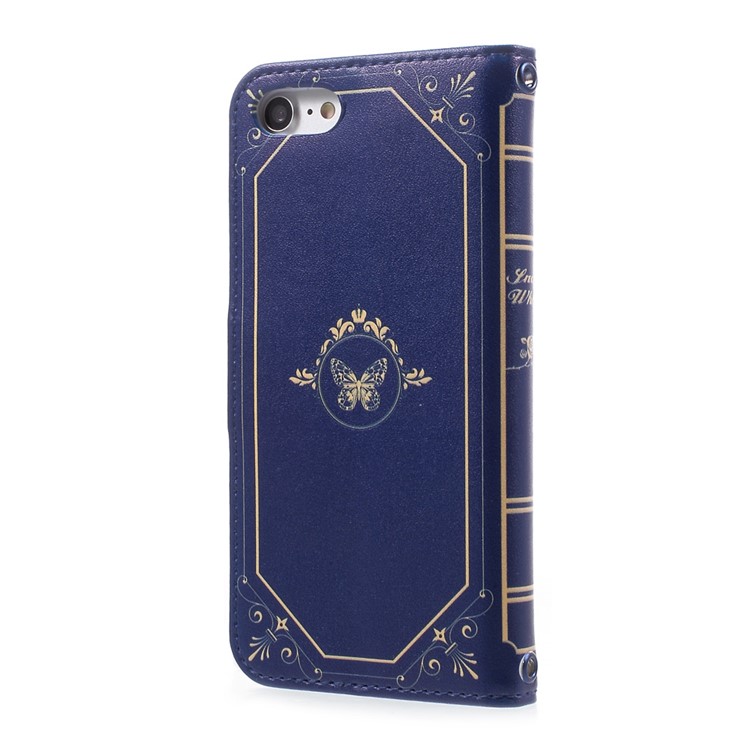 JIANG for iPhone 7 Cartoon Fairy Tale Pattern Wallet Leather Case with Stand - Blue / Girl with the Apple-3