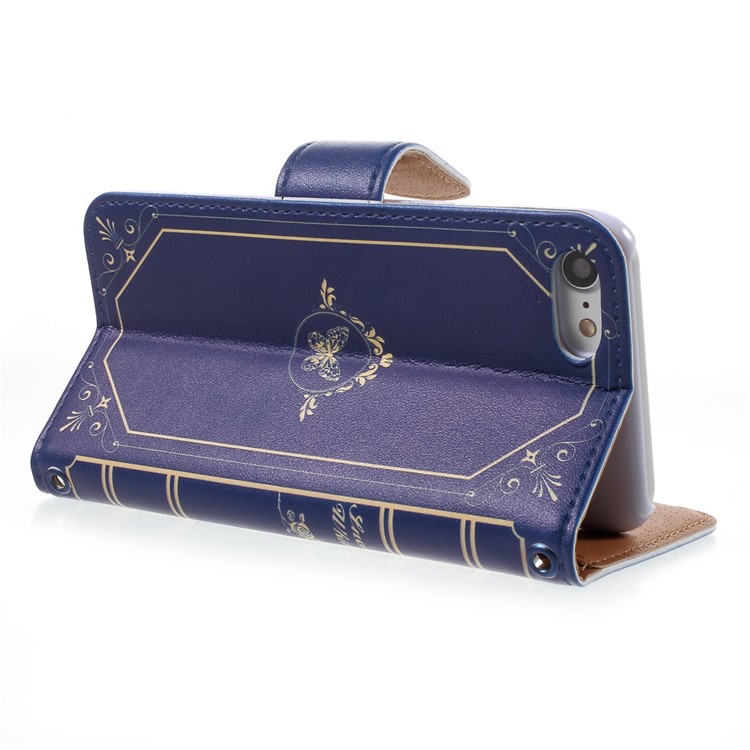 JIANG for iPhone 7 Cartoon Fairy Tale Pattern Wallet Leather Case with Stand - Blue / Girl with the Apple-5
