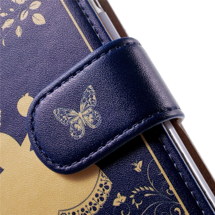 JIANG for iPhone 7 Cartoon Fairy Tale Pattern Wallet Leather Case with Stand - Blue / Girl with the Apple-9