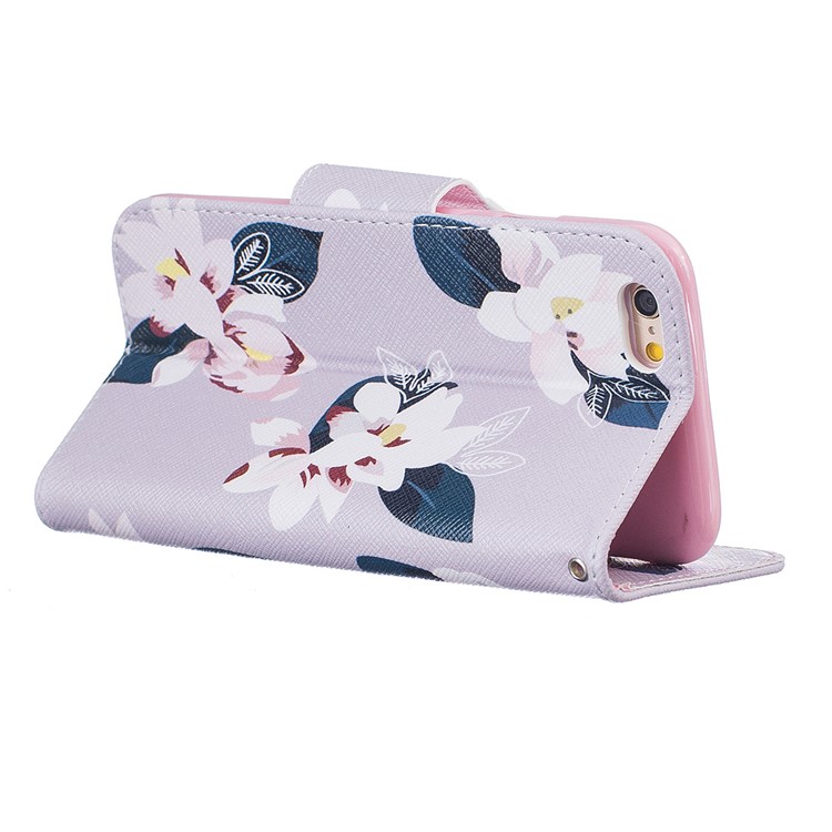 Pretty Pattern Printing Wallet Stand Leather Case for iPhone 6s 6 4.7 inch - Charming Flowers / Grey-5