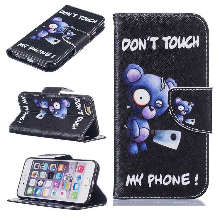

Pattern Printing Leather Wallet Cover Case for iPhone 6s 6 4.7 - Bear and Do Not Touch My Phone, iPhone 6s 4.7-inch