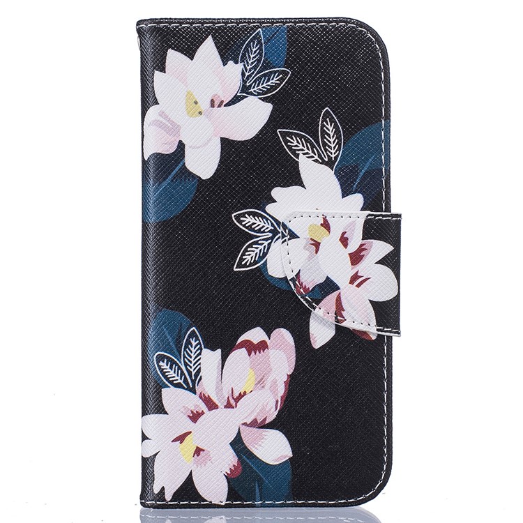 Hübscher Muster-Druck-Mappen-Leder-schützender Kasten für iPhone 6s 6 4.7 - Reizend Blumen / Schwarzes-2