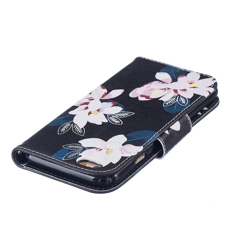 Hübscher Muster-Druck-Mappen-Leder-schützender Kasten für iPhone 6s 6 4.7 - Reizend Blumen / Schwarzes-7