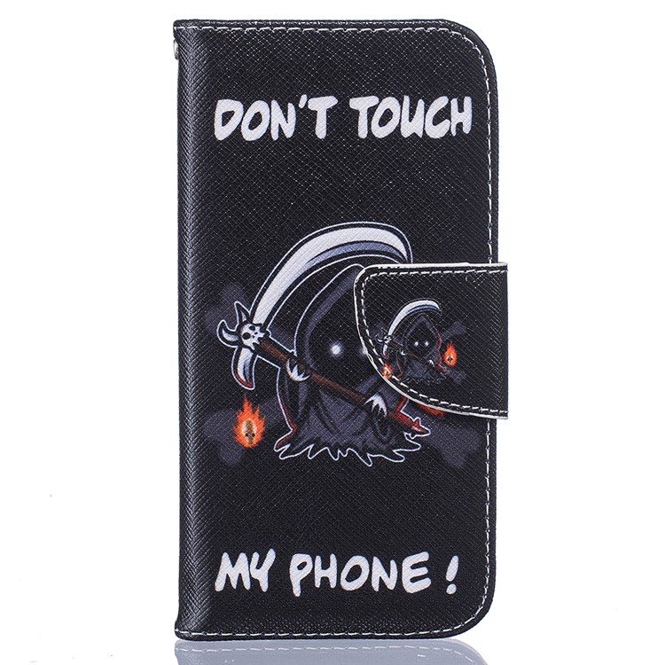 Patterned Leather Wallet Phone Case for iPhone 6s Plus/6 Plus - Monster and Do Not Touch My Phone-2