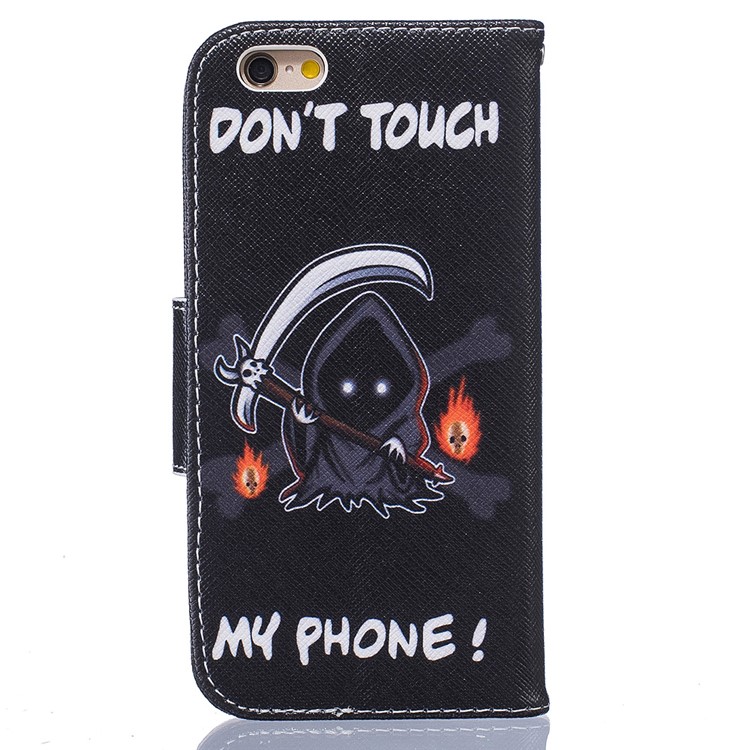Patterned Leather Wallet Phone Case for iPhone 6s Plus/6 Plus - Monster and Do Not Touch My Phone-3