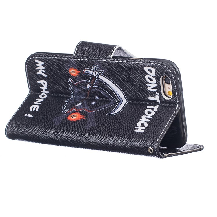 Patterned Leather Wallet Phone Case for iPhone 6s Plus/6 Plus - Monster and Do Not Touch My Phone-5