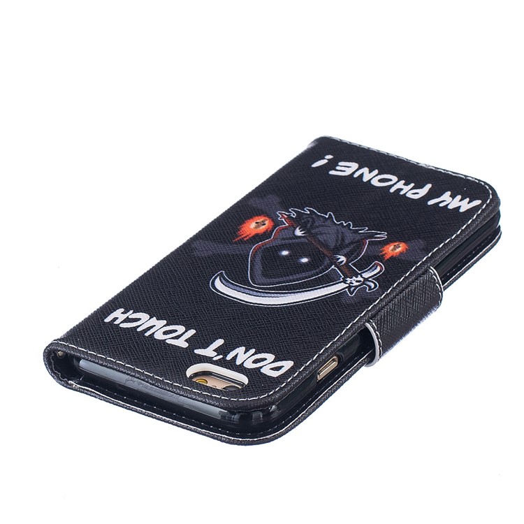 Patterned Leather Wallet Phone Case for iPhone 6s Plus/6 Plus - Monster and Do Not Touch My Phone-7