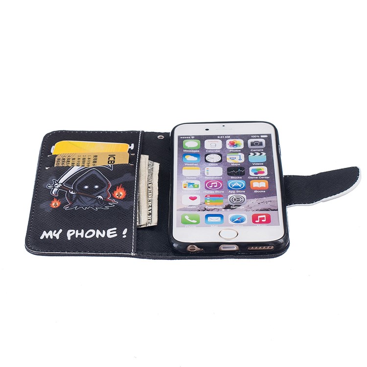 Patterned Leather Wallet Phone Case for iPhone 6s Plus/6 Plus - Monster and Do Not Touch My Phone-8