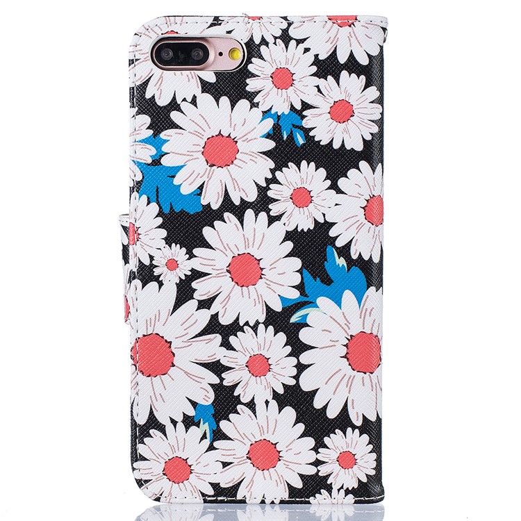 For iPhone 7 Plus 5.5 Pretty Pattern Printing Wallet Leather Case Accessory - White Daisy-3