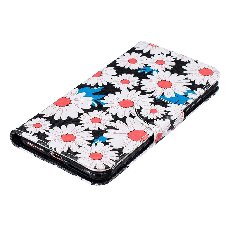 For iPhone 7 Plus 5.5 Pretty Pattern Printing Wallet Leather Case Accessory - White Daisy-6