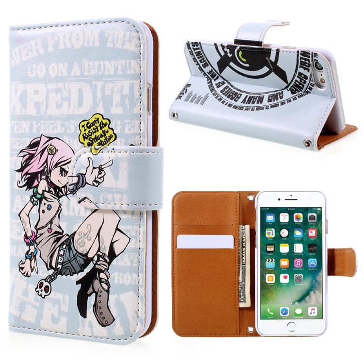 JIANG Cool Cartoon Pattern Wallet Leather Mobile Case with Stand for iPhone 7 4.7 inch - Style A-1