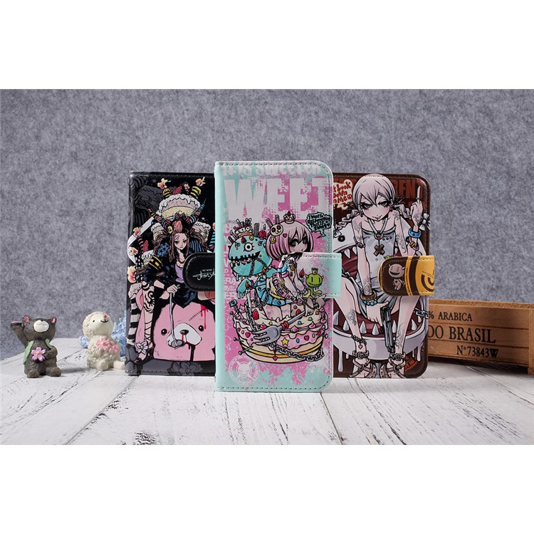 JIANG Cool Cartoon Pattern Wallet Leather Mobile Case with Stand for iPhone 7 4.7 inch - Style A-16