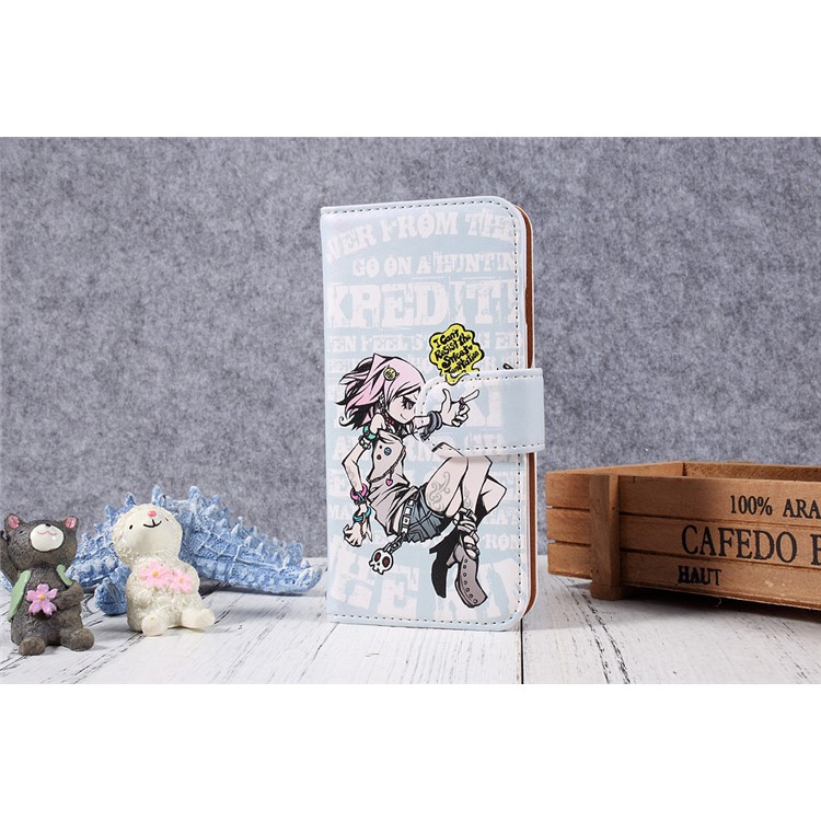 JIANG Cool Cartoon Pattern Wallet Leather Mobile Case with Stand for iPhone 7 4.7 inch - Style A-17