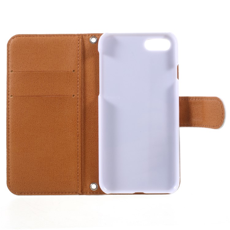 JIANG Cartoon Pattern Printing Wallet Leather Phone Cover for iPhone 7 4.7 inch - Cat and Food-10