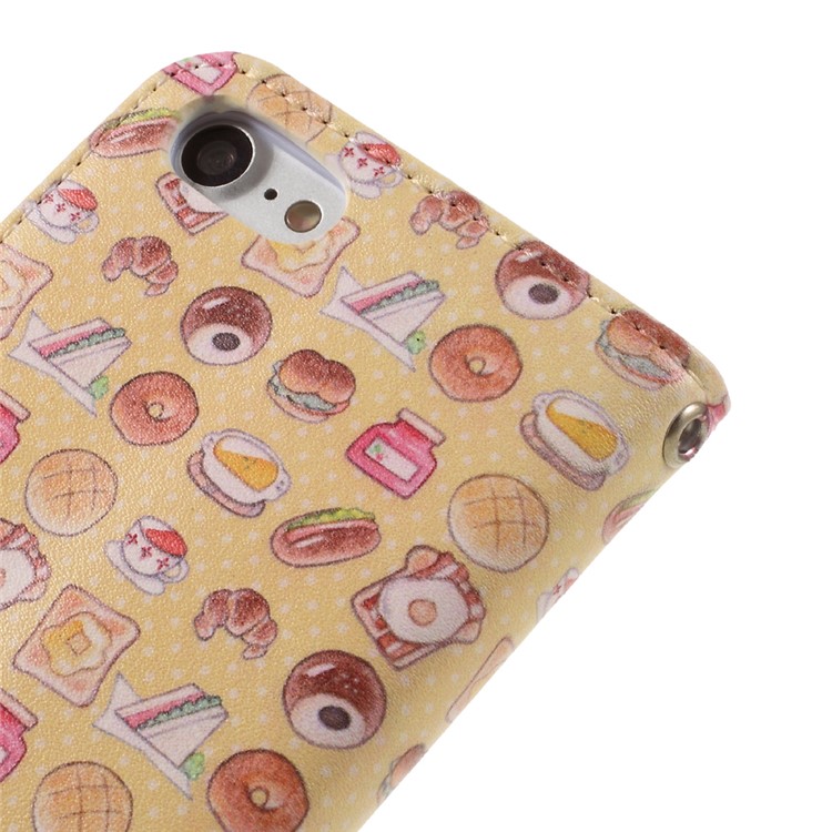JIANG Cartoon Pattern Printing Wallet Leather Phone Cover for iPhone 7 4.7 inch - Cat and Food-8