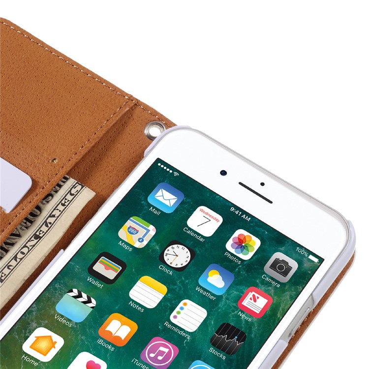 JIANG Cartoon Pattern Printing Wallet Leather Phone Cover for iPhone 7 4.7 inch - Cat and Food-9