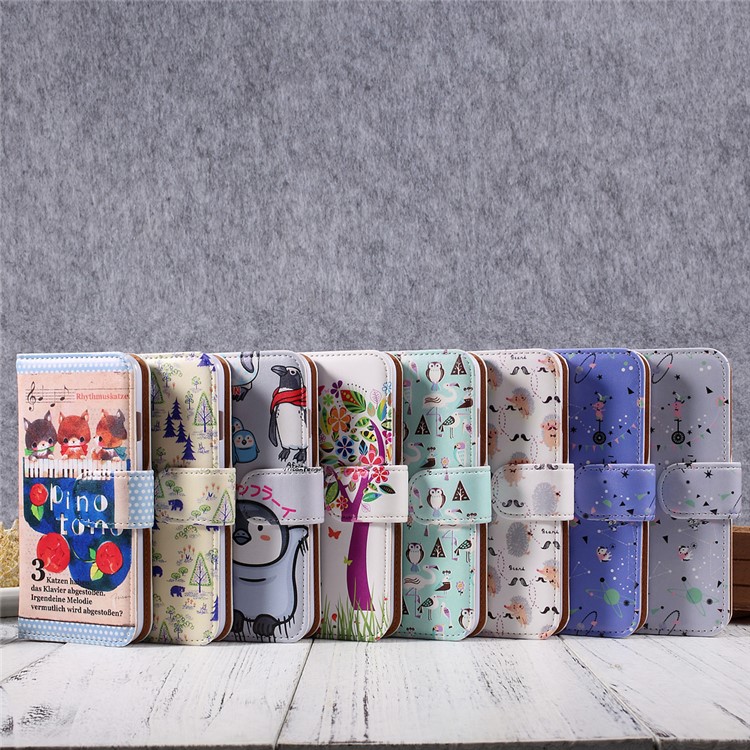 JIANG Cartoon Pattern Wallet Leather Cell Phone Case for iPhone 7 4.7 inch - Penguin Family-12