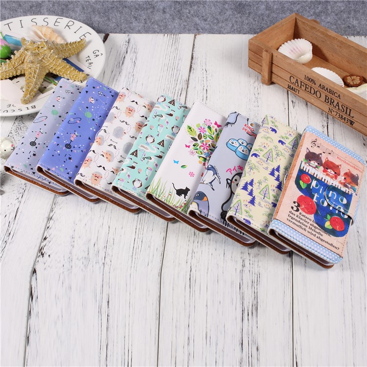 JIANG Cartoon Pattern Wallet Leather Cell Phone Case for iPhone 7 4.7 inch - Penguin Family-13
