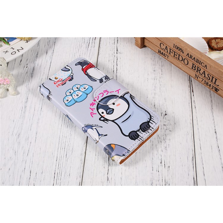 JIANG Cartoon Pattern Wallet Leather Cell Phone Case for iPhone 7 4.7 inch - Penguin Family-21