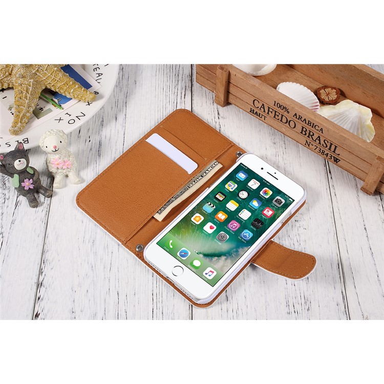 JIANG Cartoon Pattern Wallet Leather Cell Phone Case for iPhone 7 4.7 inch - Penguin Family-23
