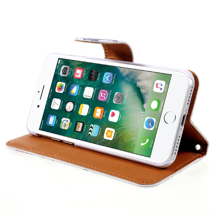 JIANG Cartoon Pattern Wallet Leather Cell Phone Case for iPhone 7 4.7 inch - Penguin Family-4