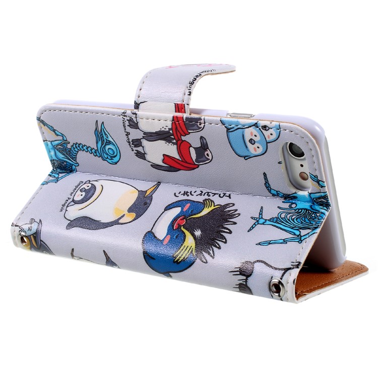 JIANG Cartoon Pattern Wallet Leather Cell Phone Case for iPhone 7 4.7 inch - Penguin Family-5