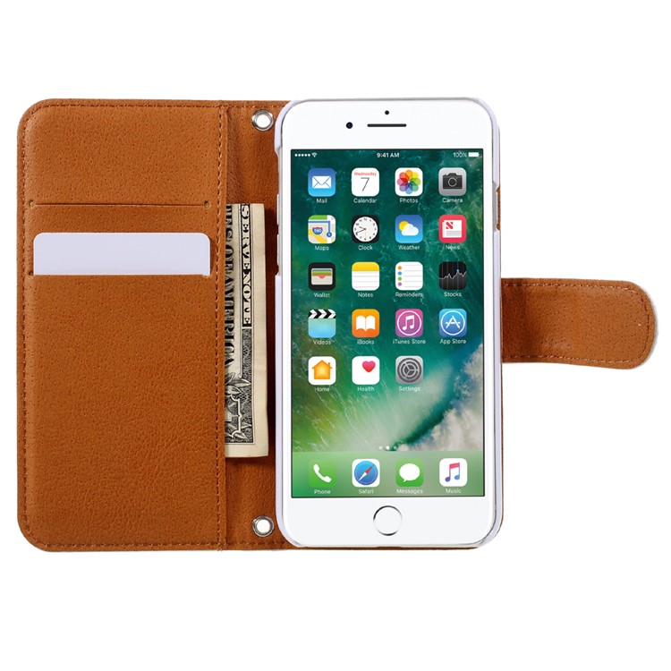 JIANG Cartoon Pattern Wallet Leather Cell Phone Case for iPhone 7 4.7 inch - Penguin Family-6