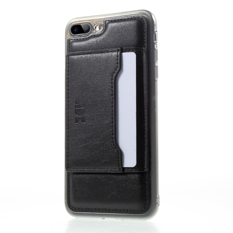 2-in-1 Button Closure Zippered Wallet Leather Mobile Case with Metal Ring for iPhone 7 Plus 5.5 - Black-6
