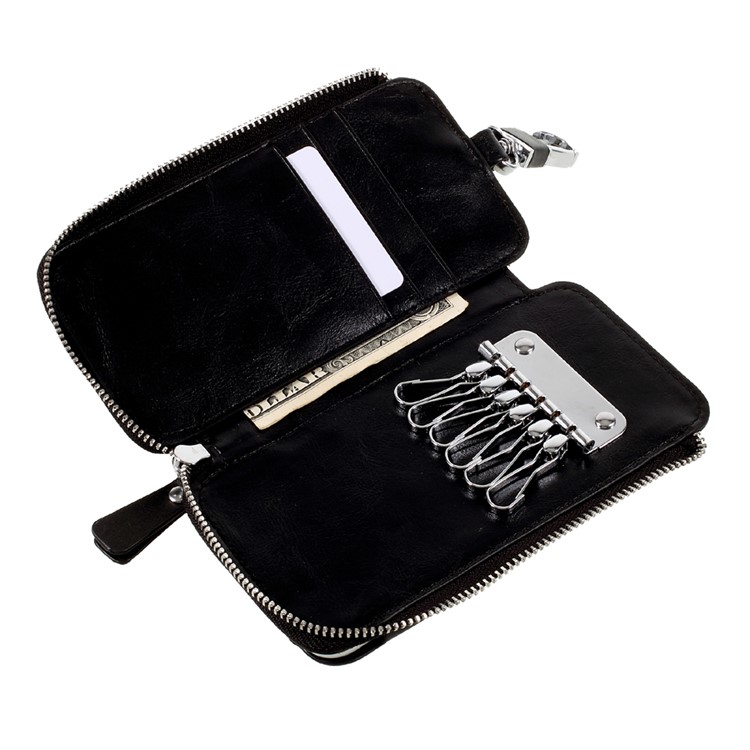 Keychain Design Zipper Wallet Leather Phone Case for iPhone 7 / 6 4.7 inch - Black-3