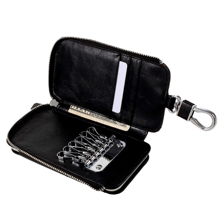 Keychain Design Zipper Wallet Leather Phone Case for iPhone 7 / 6 4.7 inch - Black-4