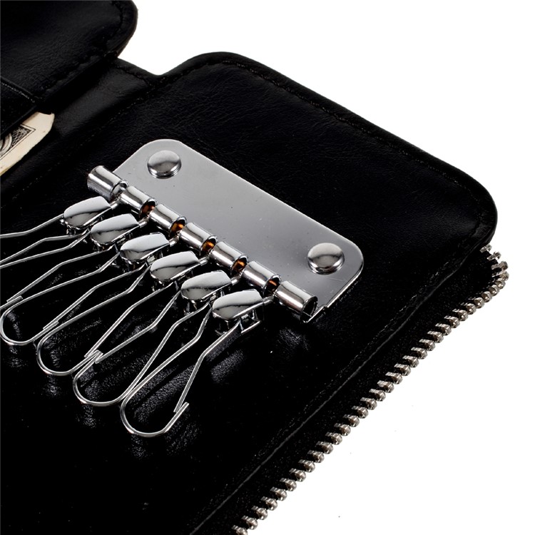 Keychain Design Zipper Wallet Leather Phone Case for iPhone 7 Plus / 6s Plus - Black-6