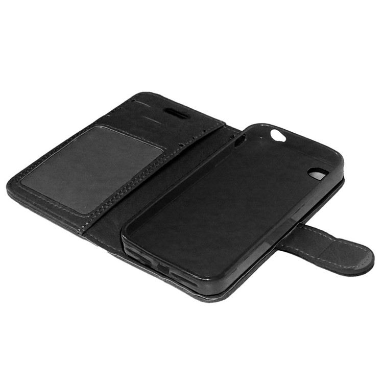 Crazy Horse Wallet Leather Stand Case for iPhone SE/5s/5 - Black-8