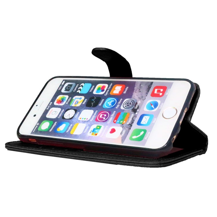 Crazy Horse Folio Wallet Case with Card Holder for iPhone 6s 6 - Black-4