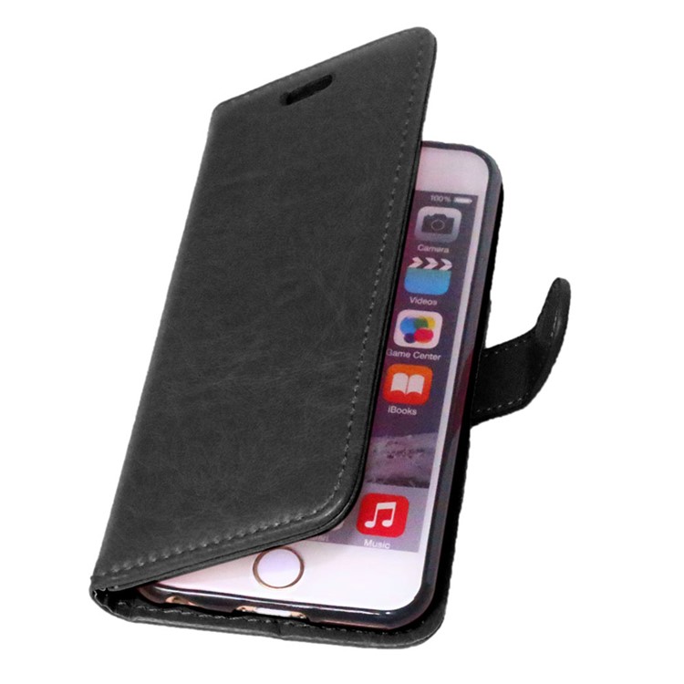 Crazy Horse Folio Wallet Case with Card Holder for iPhone 6s 6 - Black-6