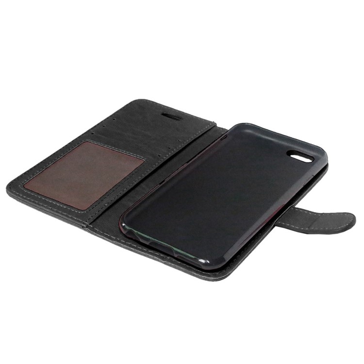 Crazy Horse Folio Wallet Case with Card Holder for iPhone 6s 6 - Black-8
