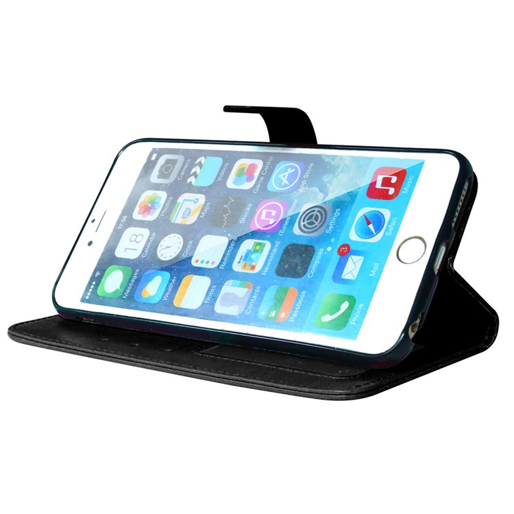 3 Card Slots Leather Cell Phone Case for iPhone 6s Plus / 6 Plus - Black-6
