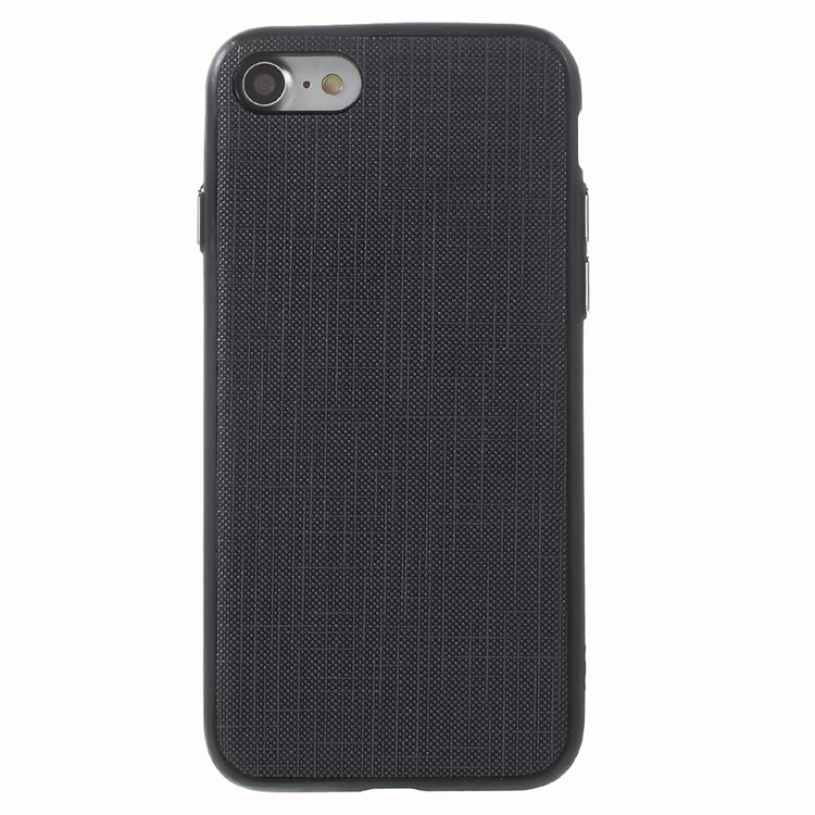 Textured Leather Coated TPU PC Hybrid Casing for iPhone 7 4.7 with Tactile Buttons - Black-2