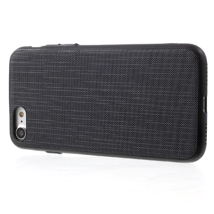 Textured Leather Coated TPU PC Hybrid Casing for iPhone 7 4.7 with Tactile Buttons - Black-3