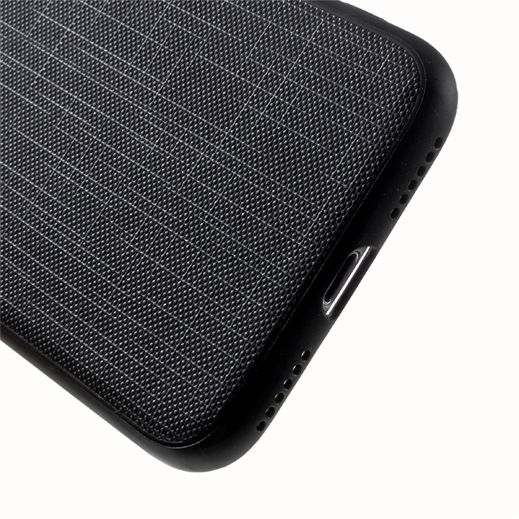 Textured Leather Coated TPU PC Hybrid Casing for iPhone 7 4.7 with Tactile Buttons - Black-4