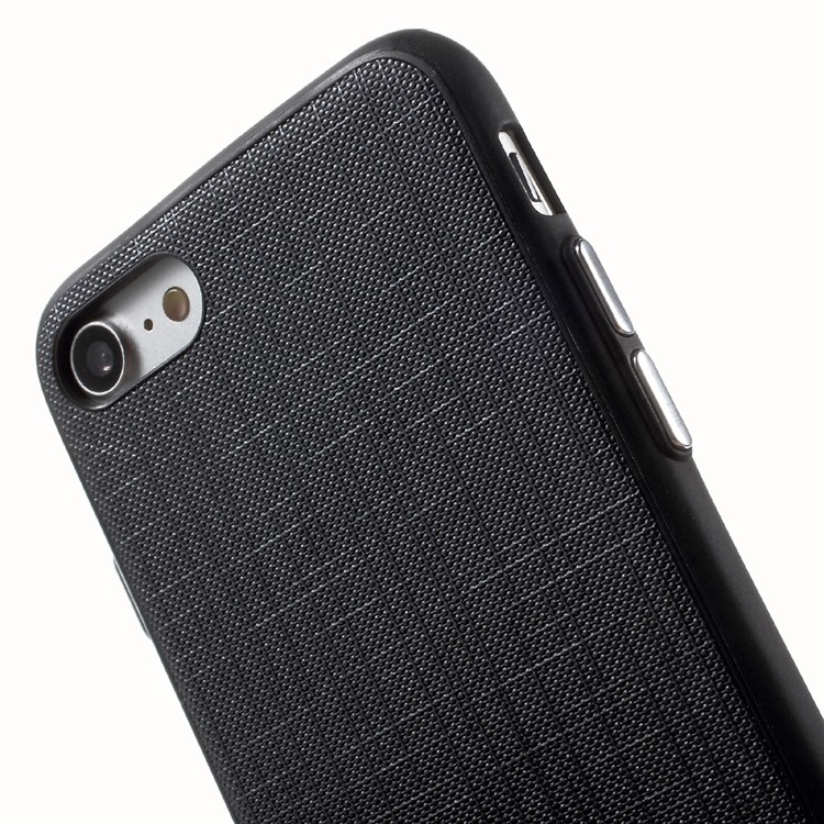 Textured Leather Coated TPU PC Hybrid Casing for iPhone 7 4.7 with Tactile Buttons - Black-5