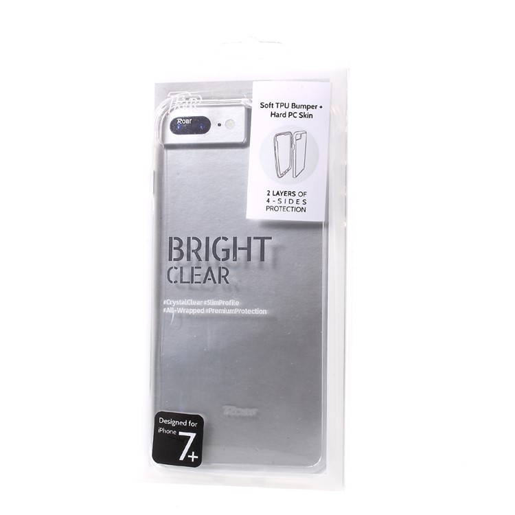 ROAR KOREA Bright Clear TPU Bumper + Hard PC Back Phone Case for iPhone 7 Plus 5.5 - Transparent-8