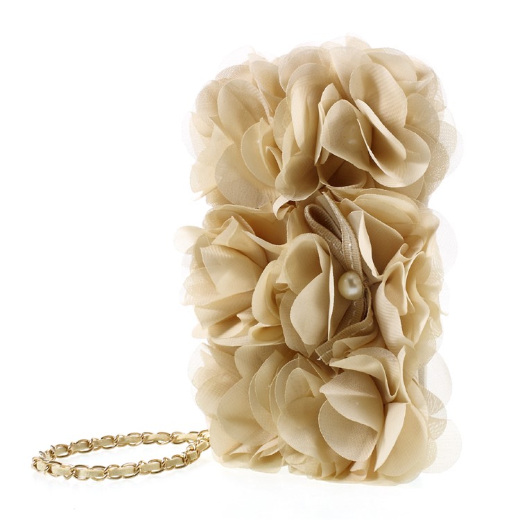 For iPhone 7 4.7 inch Multi-purpose Fashion Chiffon Flower Rose PU Leather Wallet Phone Cover Handbag Chain Style-3